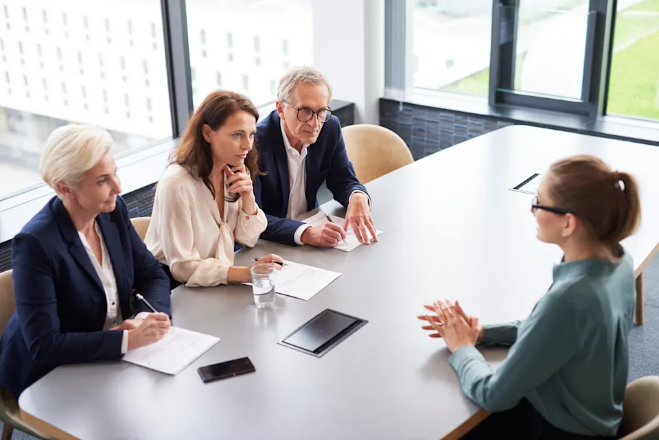 Executive consultation meeting during leadership hiring process